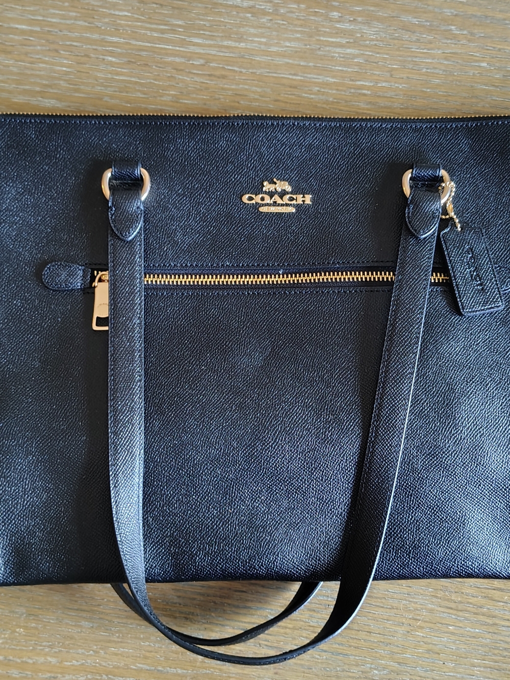 NWOT Coach Gallery Tote Crossgrain Leather Classic Black 79608